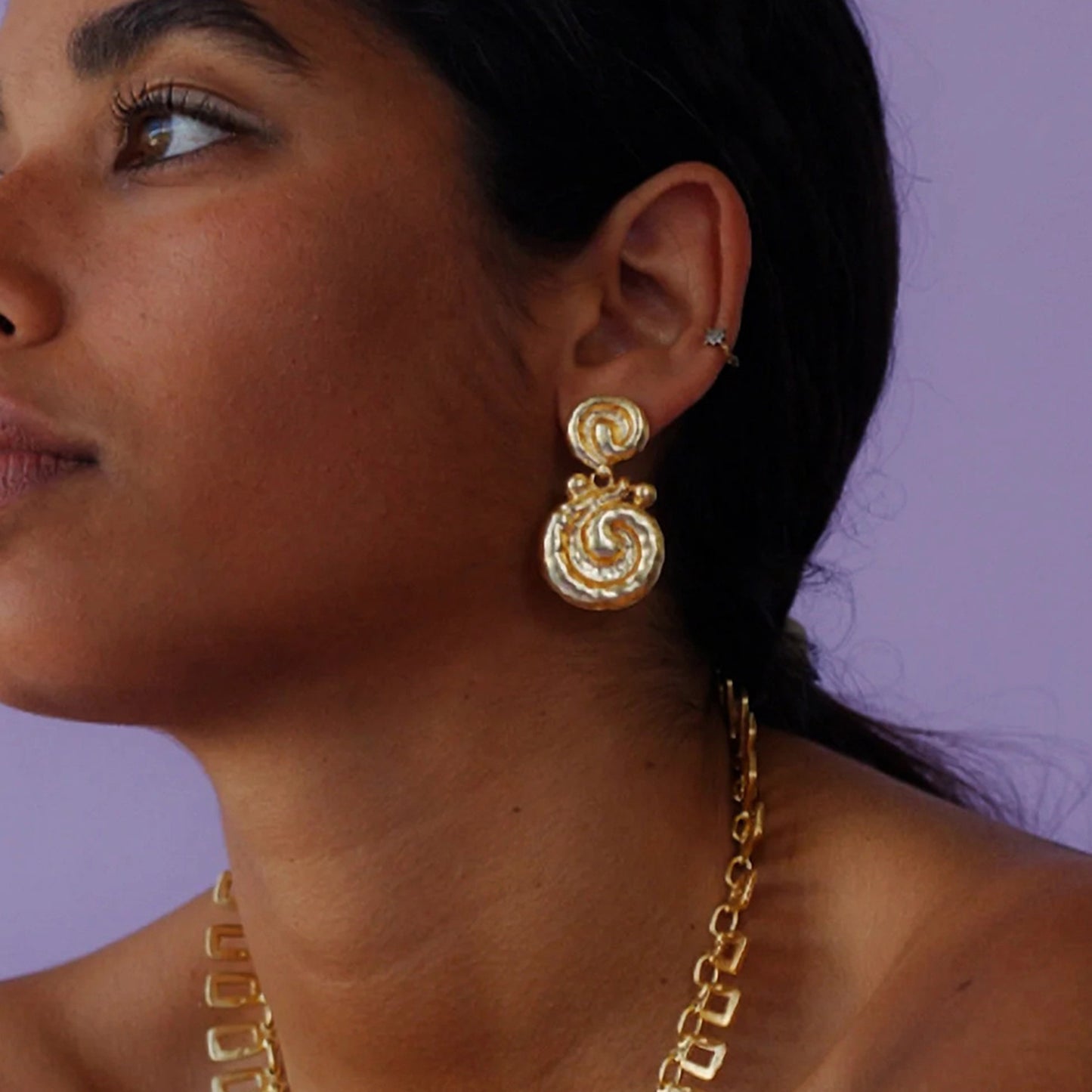 Stainless Steel Conch Pendant Earrings