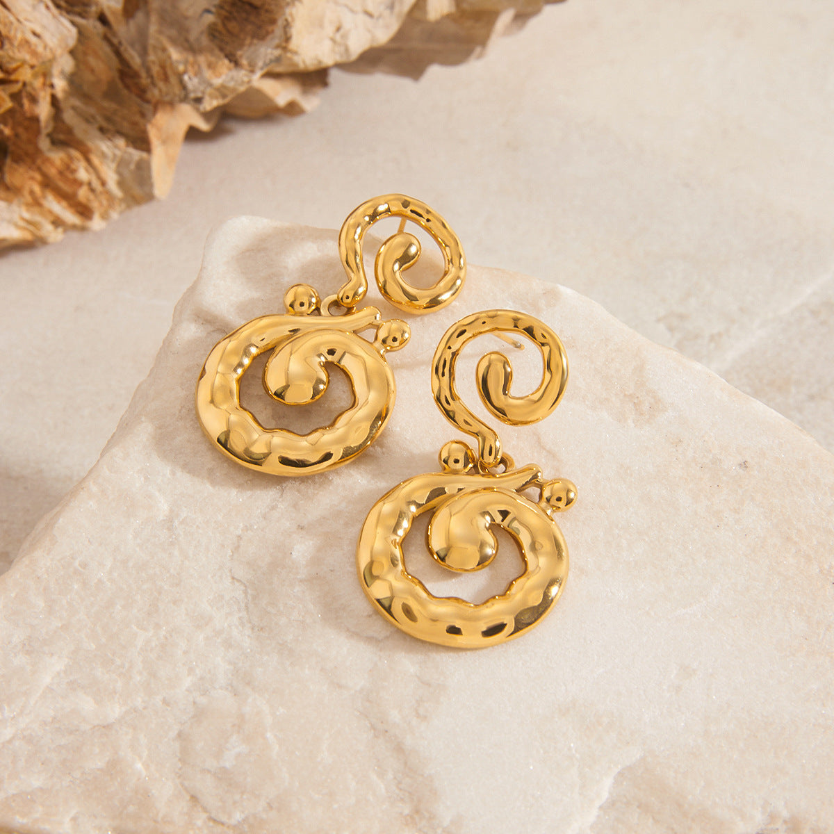 Stainless Steel Conch Pendant Earrings