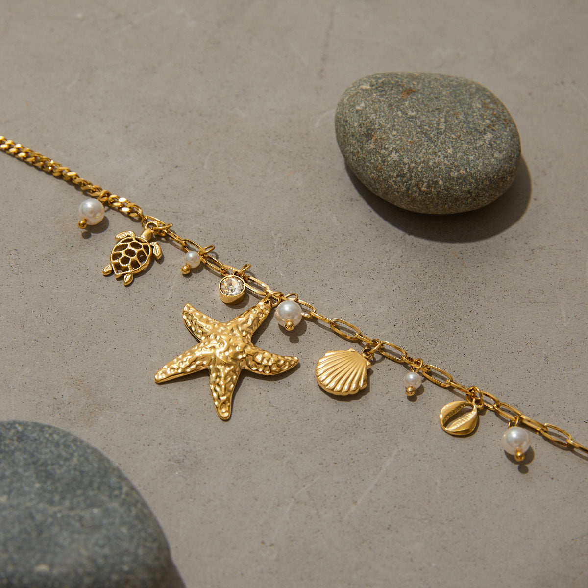 Stainless Steel Vacation Style Starfish Pendant Necklace