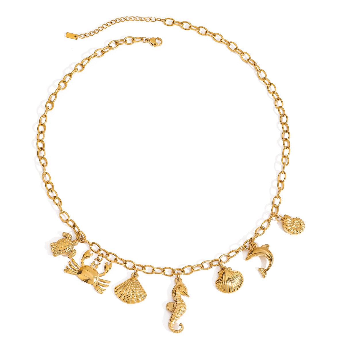 Stainless Steel Seahorse Pendant Cable Chain Necklace