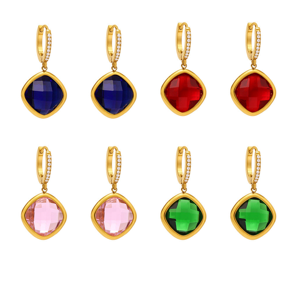 Diamond Cut Czech Glass Full Diamond Huggie Earrings