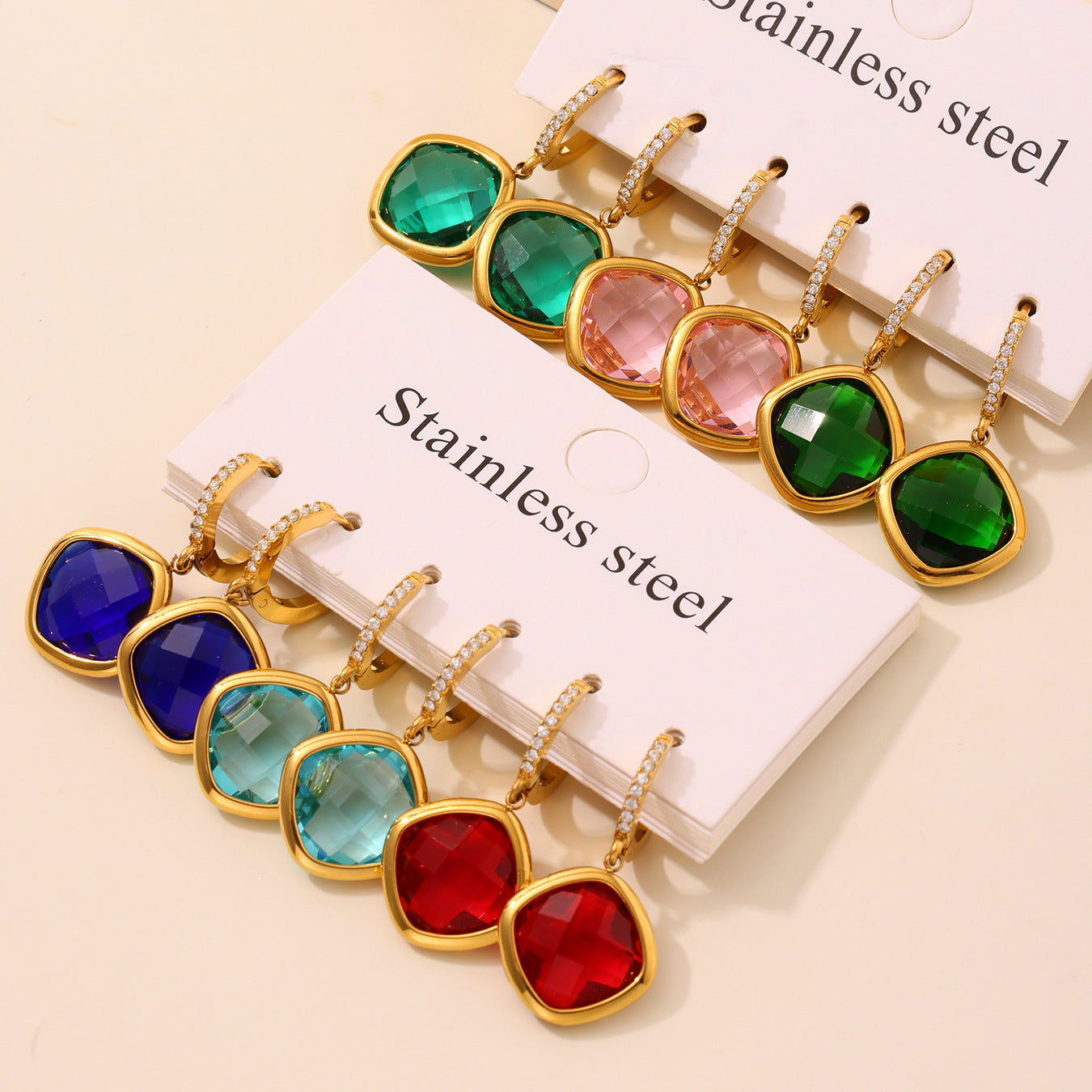 Diamond Cut Czech Glass Full Diamond Huggie Earrings