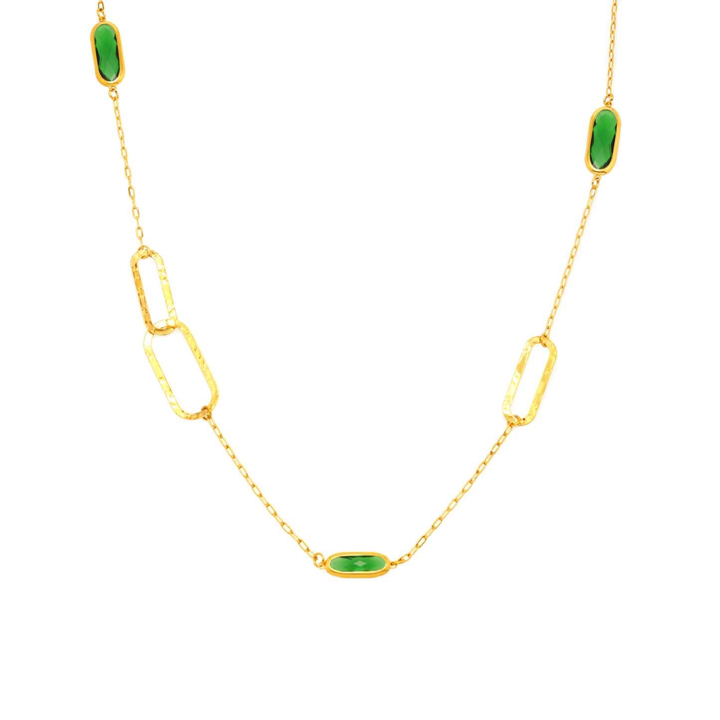 Stainless Steel Double-layer Glass Geometric Necklace