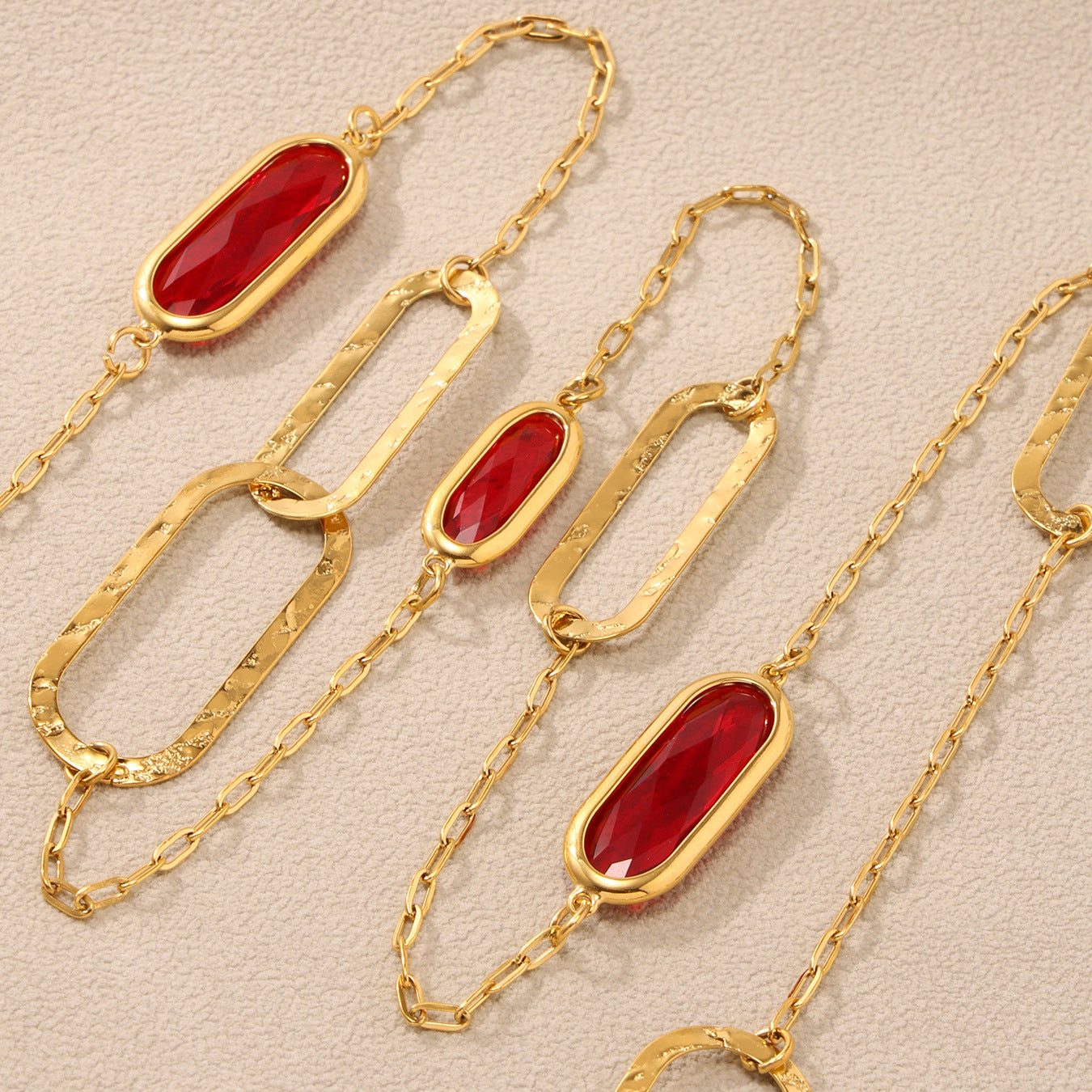 Stainless Steel Double-layer Glass Geometric Necklace