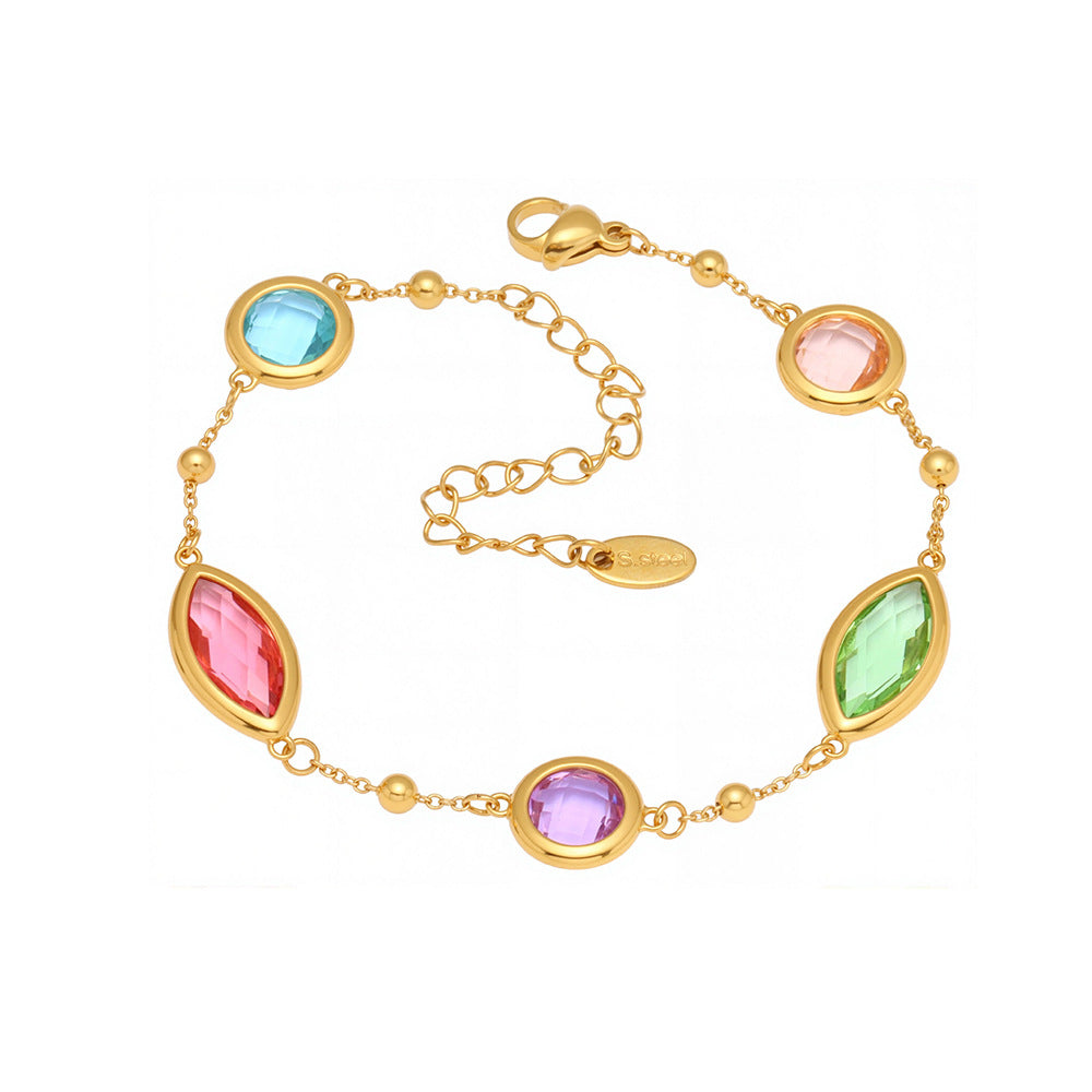 Dopamine Transparent Cut Glass Small Steel Ball Bracelet