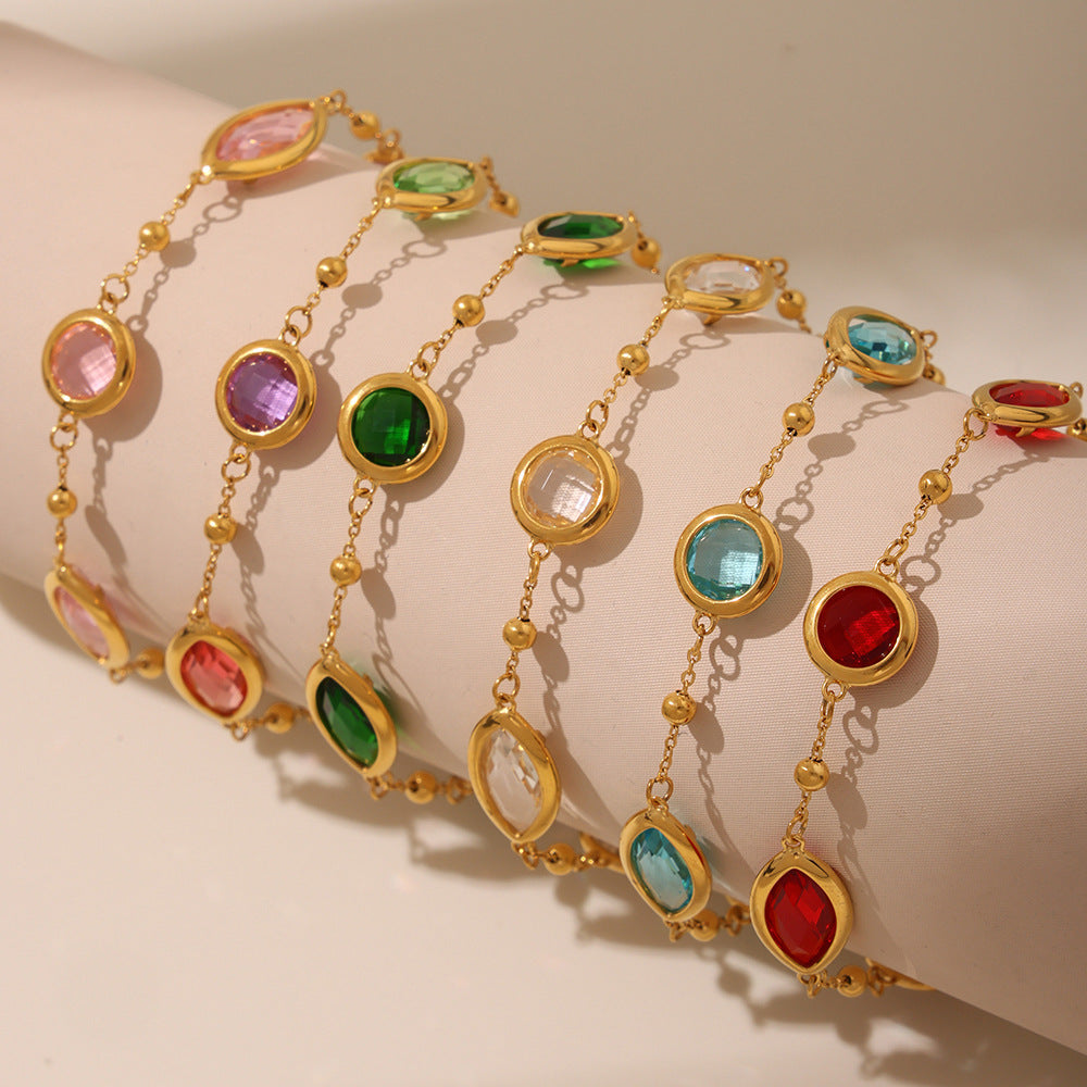 Dopamine Transparent Cut Glass Small Steel Ball Bracelet