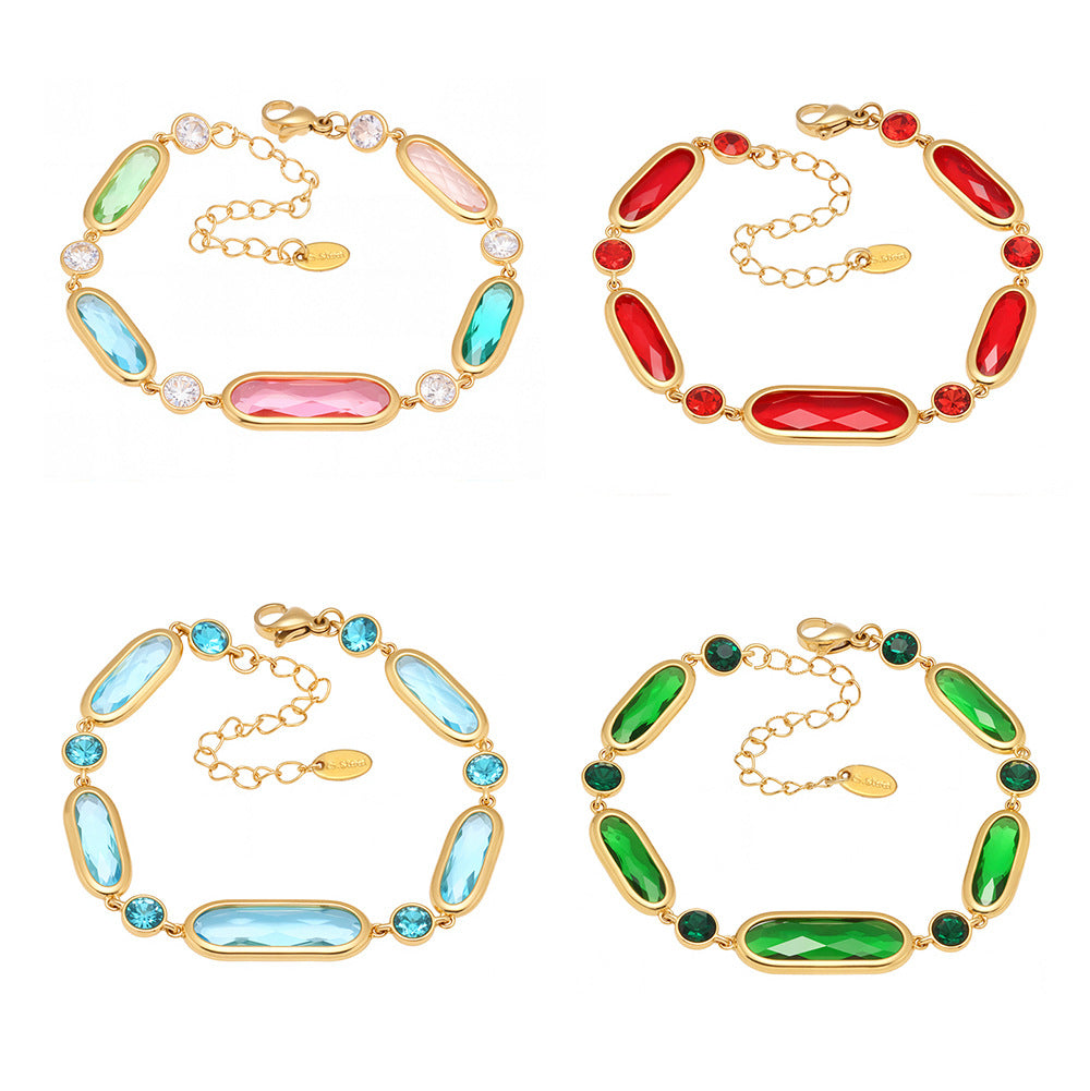Light Luxury Cut Czech Glass Splicing Bracelet