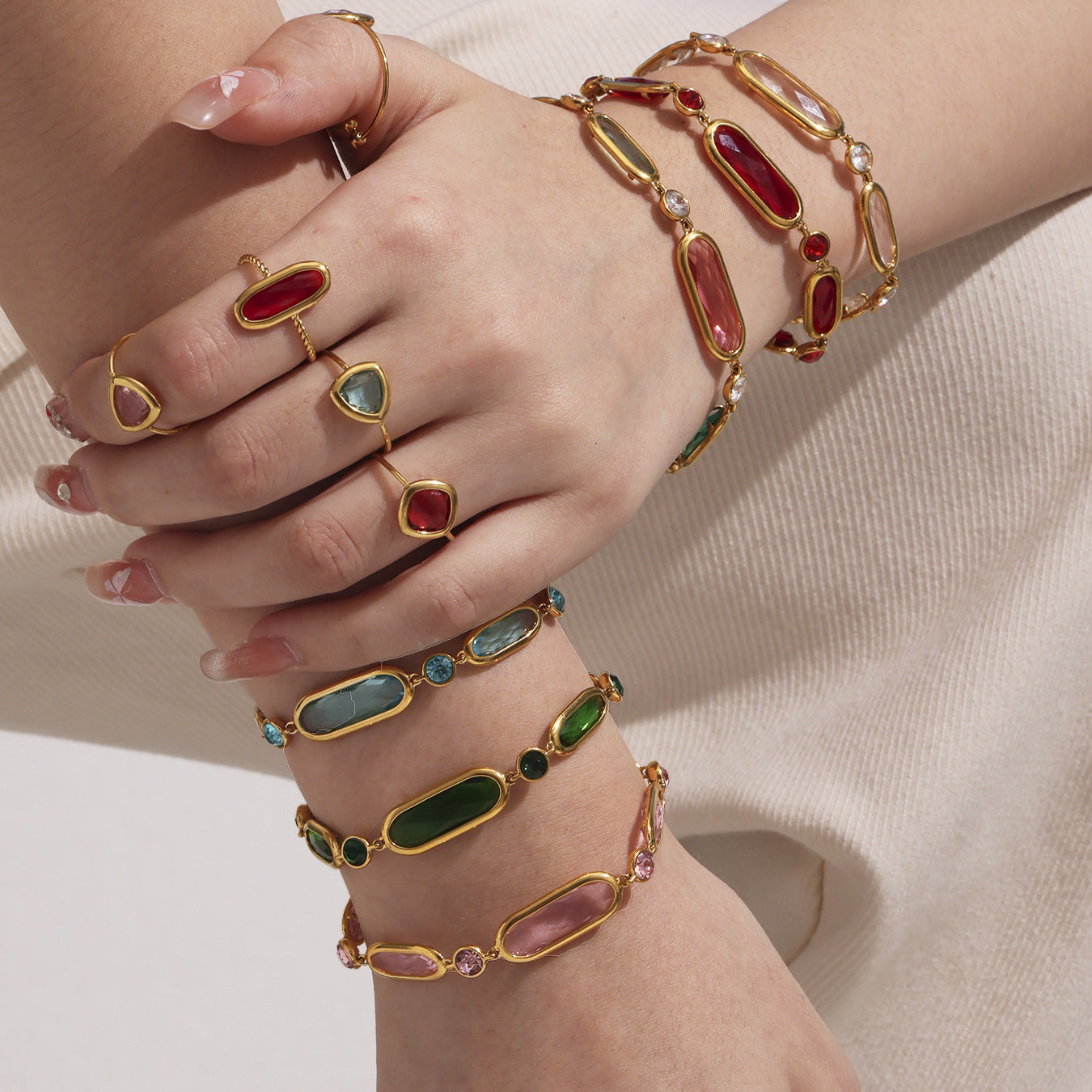 Light Luxury Cut Czech Glass Splicing Bracelet