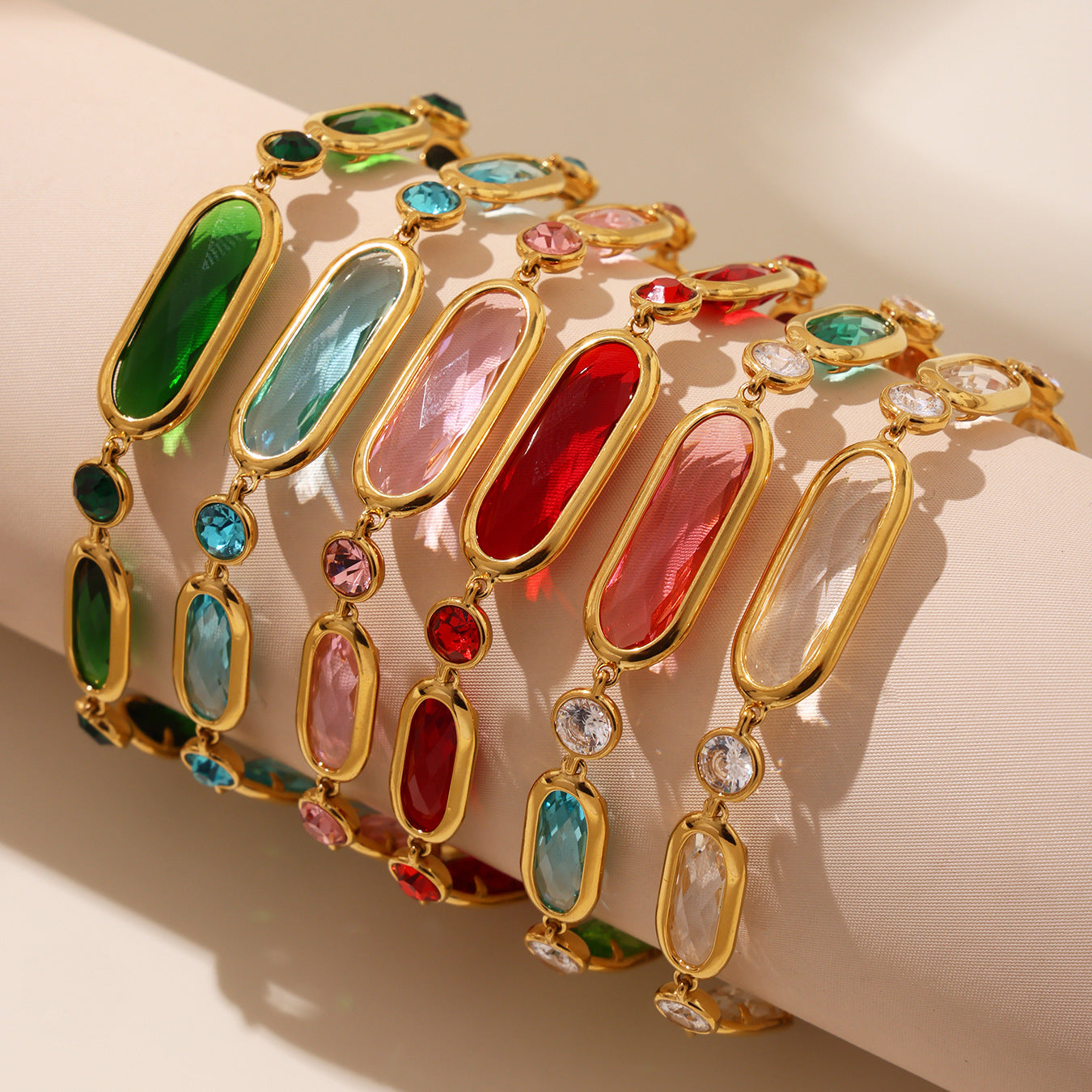 Light Luxury Cut Czech Glass Splicing Bracelet