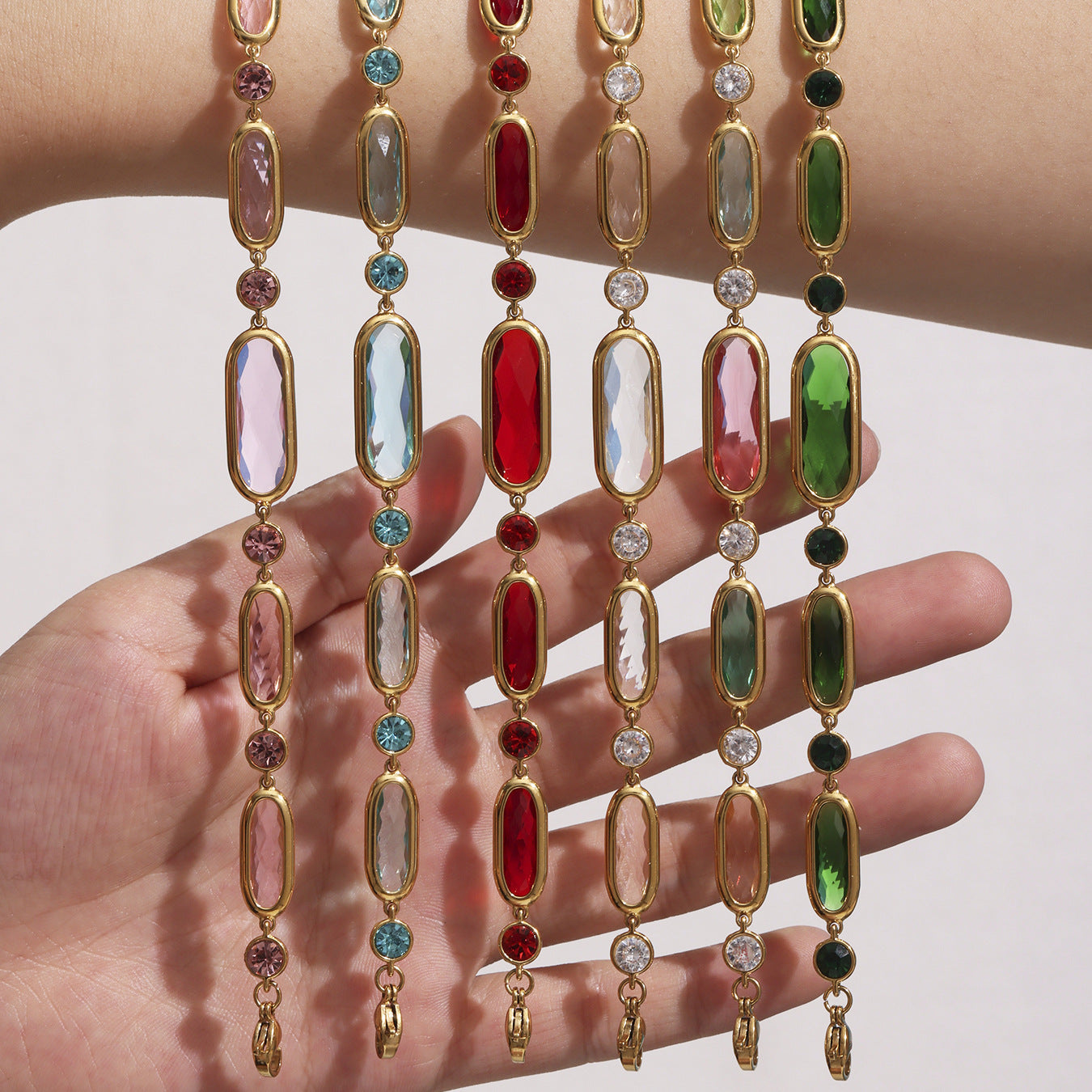 Light Luxury Cut Czech Glass Splicing Bracelet