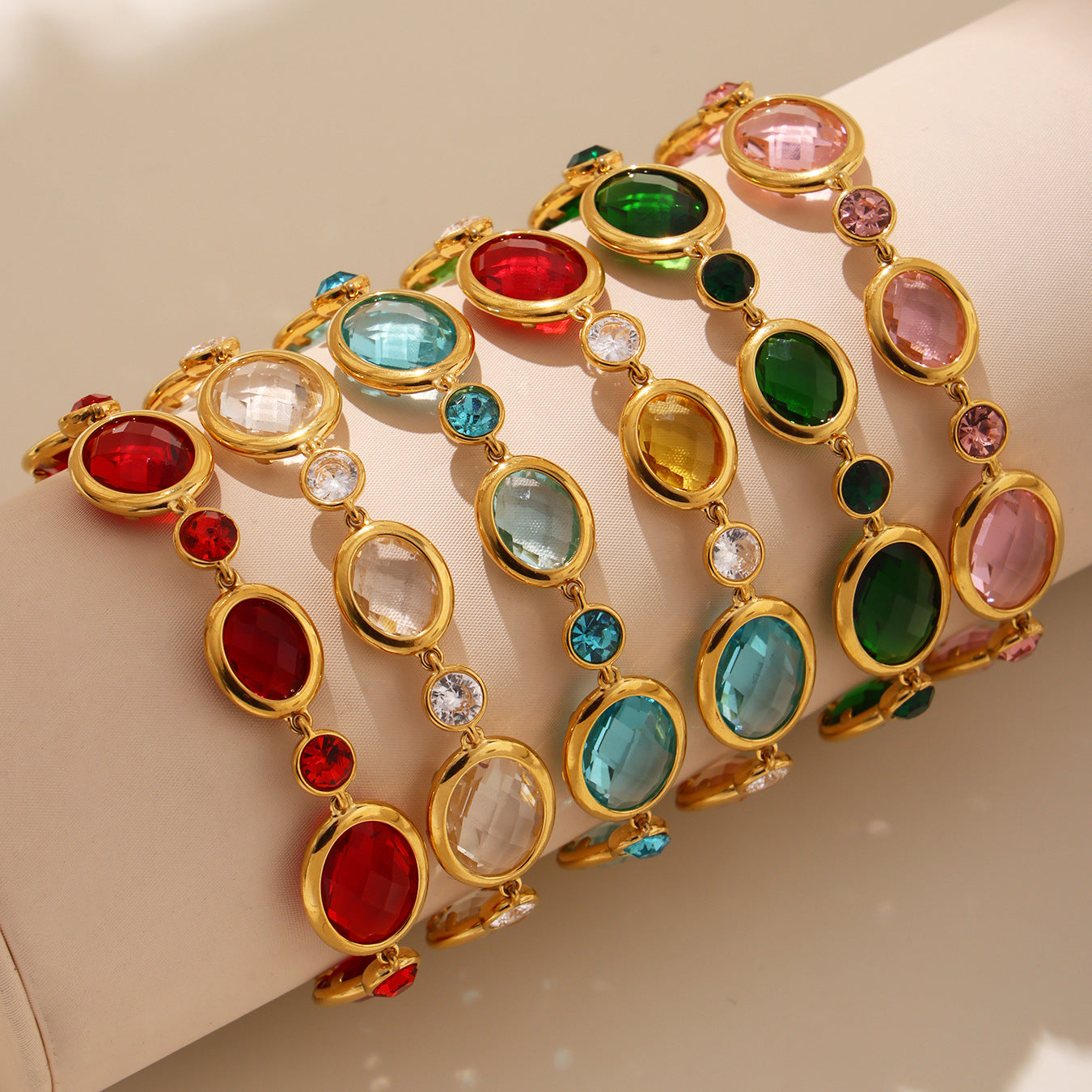 Dopamine Elliptical Cut Czech Glass Bracelet
