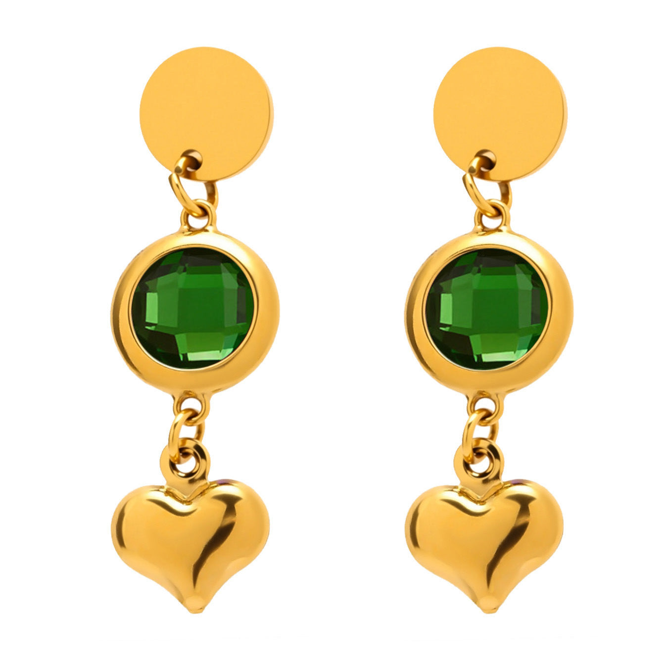 Stainless Steel Czech Glass Heart Tassel Earrings