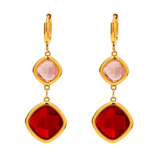 18K Gold PVD Transparent Czech Glass Huggie Earrings