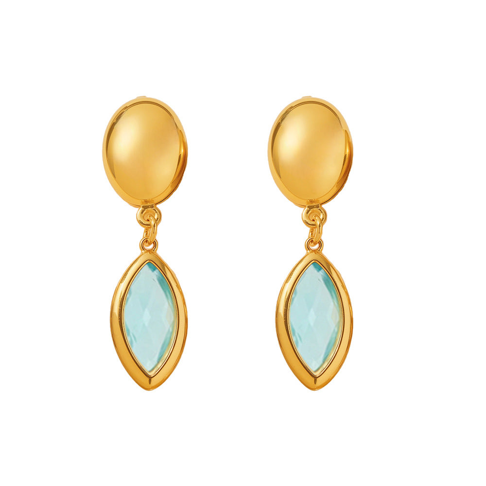 18K Gold PVD Cut Czech Crystal Glass Earrings