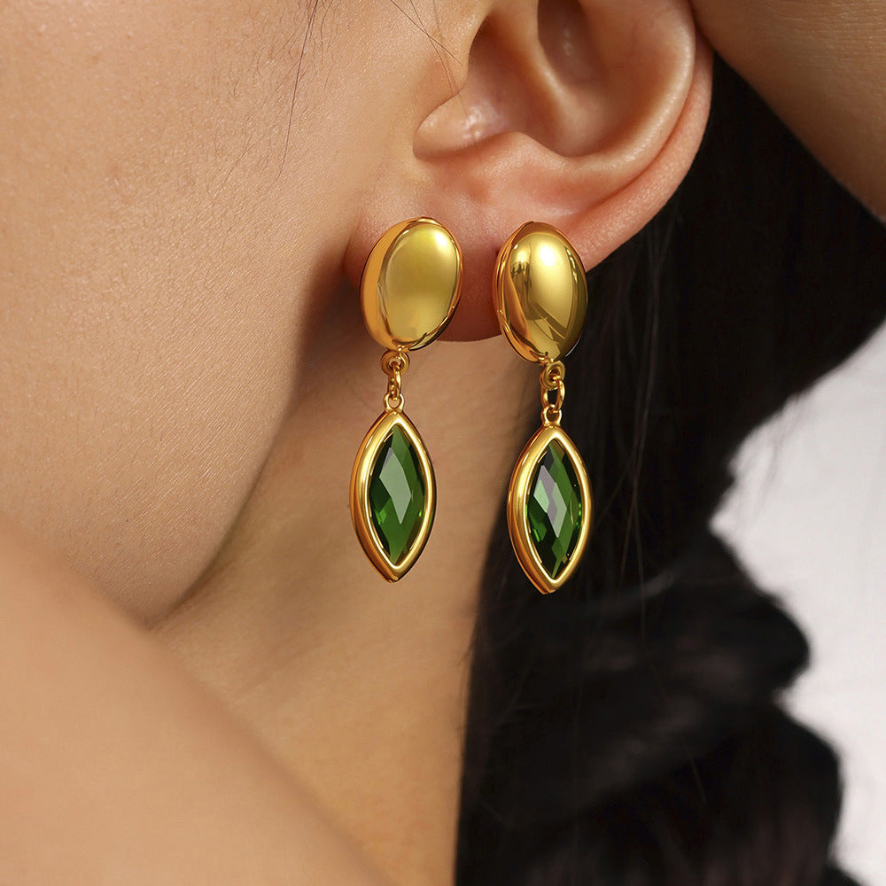 18K Gold PVD Cut Czech Crystal Glass Earrings