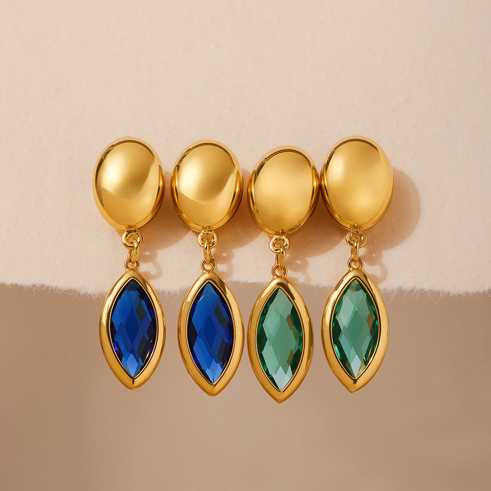 18K Gold PVD Cut Czech Crystal Glass Earrings