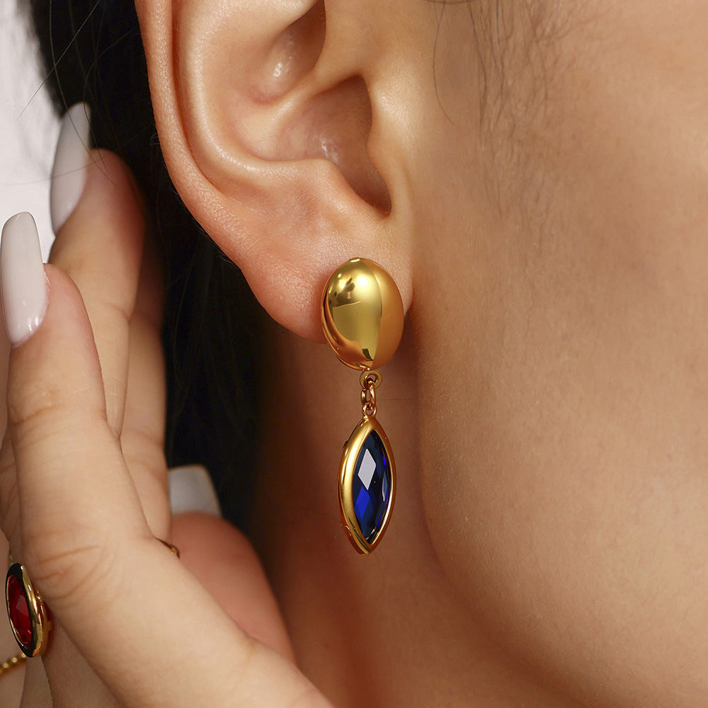 18K Gold PVD Cut Czech Crystal Glass Earrings