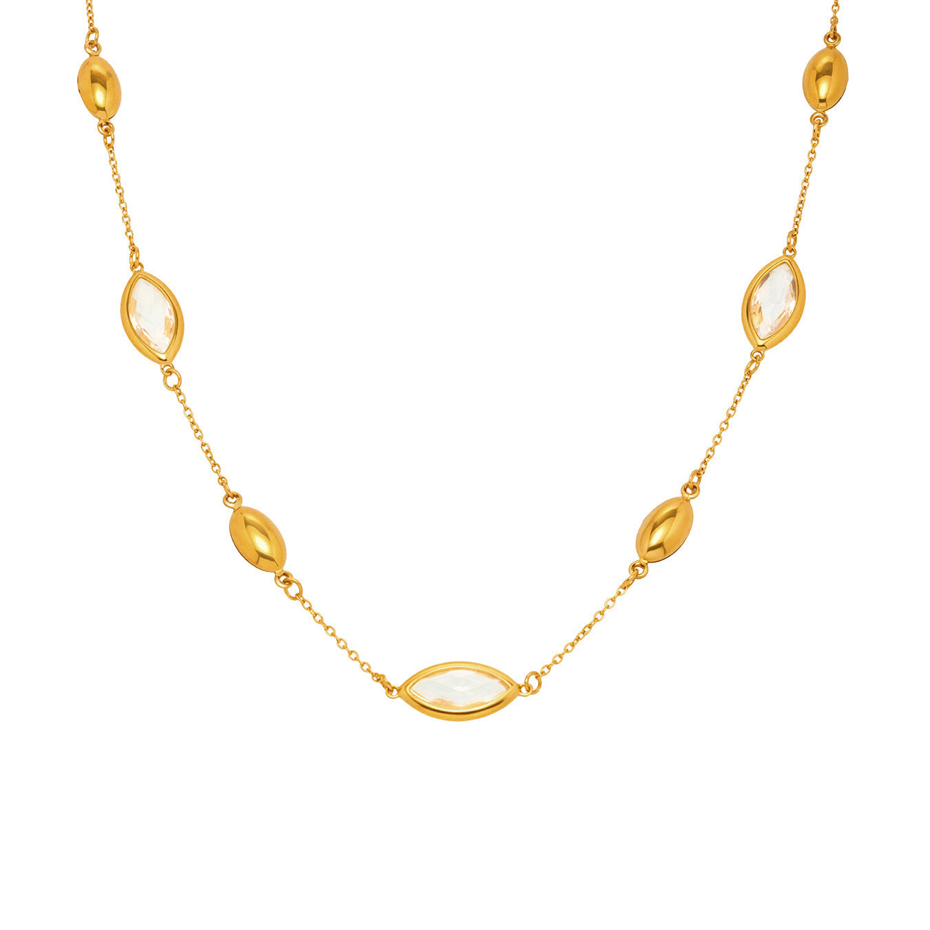 Multi Faceted Translucent Glass Collarbone Necklace