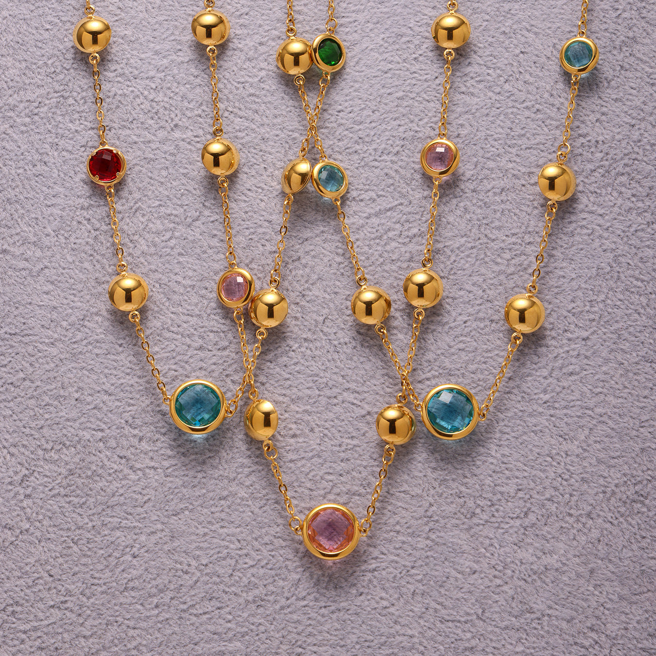Stainless Steel Super Flash Cut Glass Necklace