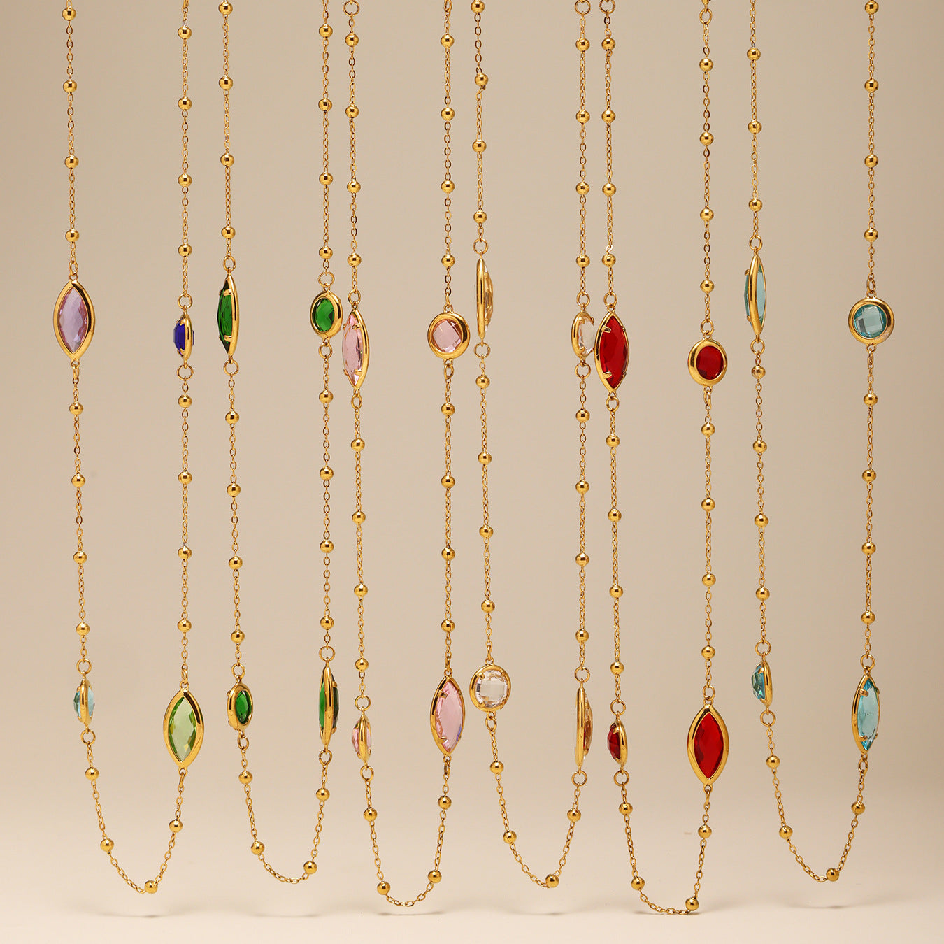 Transparent Cut Glass Small Steel Ball Long Necklace