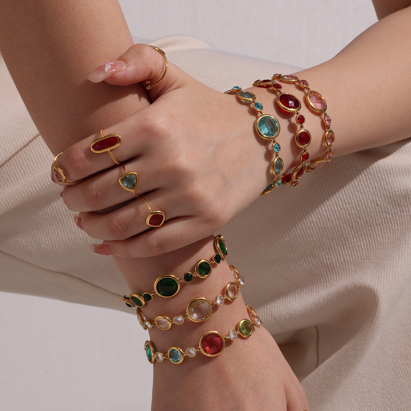 Stainless Steel Transparent Czech Glass Bracelet