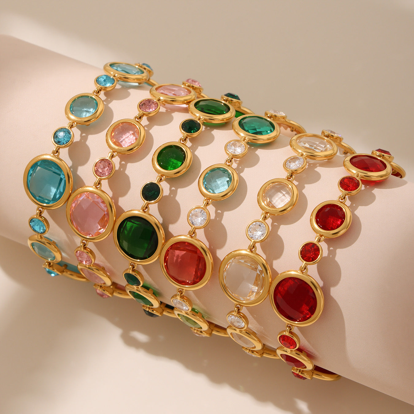 Stainless Steel Transparent Czech Glass Bracelet