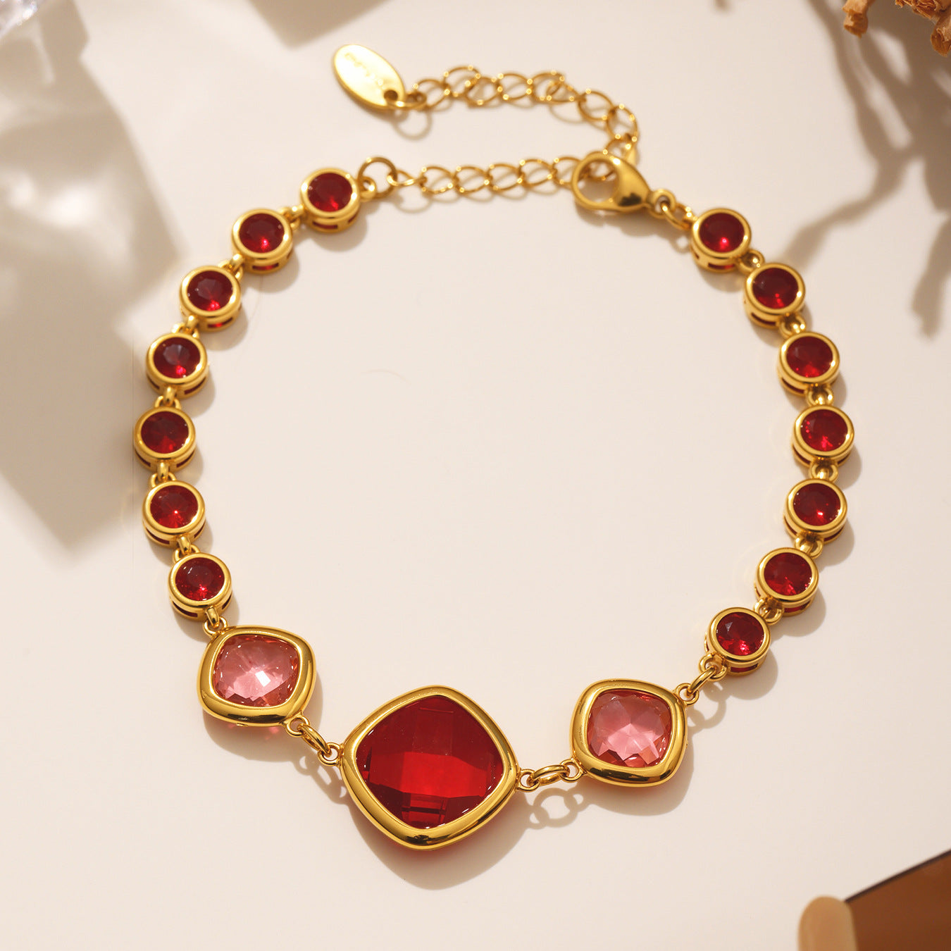 Transparent Cut Czech Square Glass Stone Bracelet