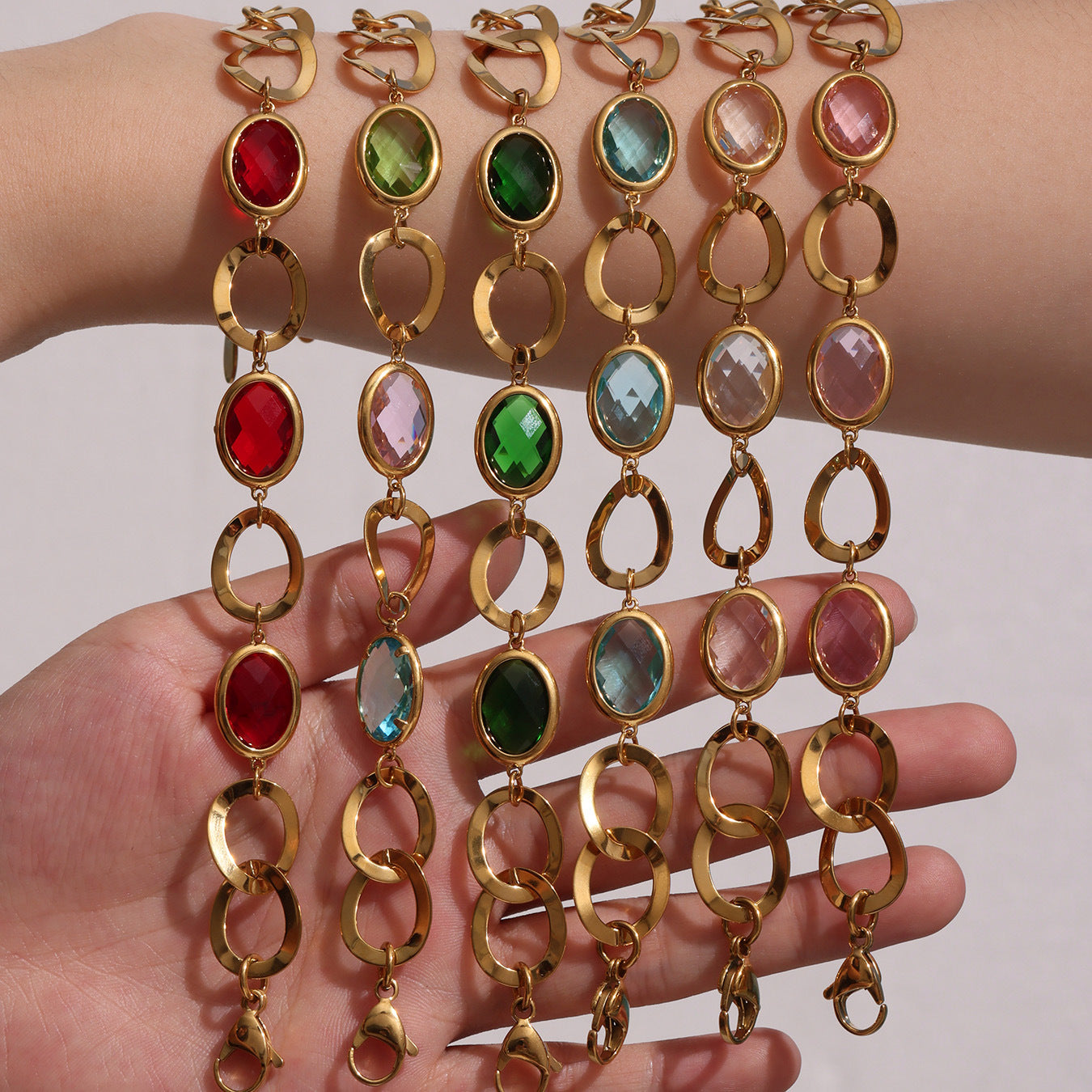 Super Sparkling Glass Stone Link Together Bracelet