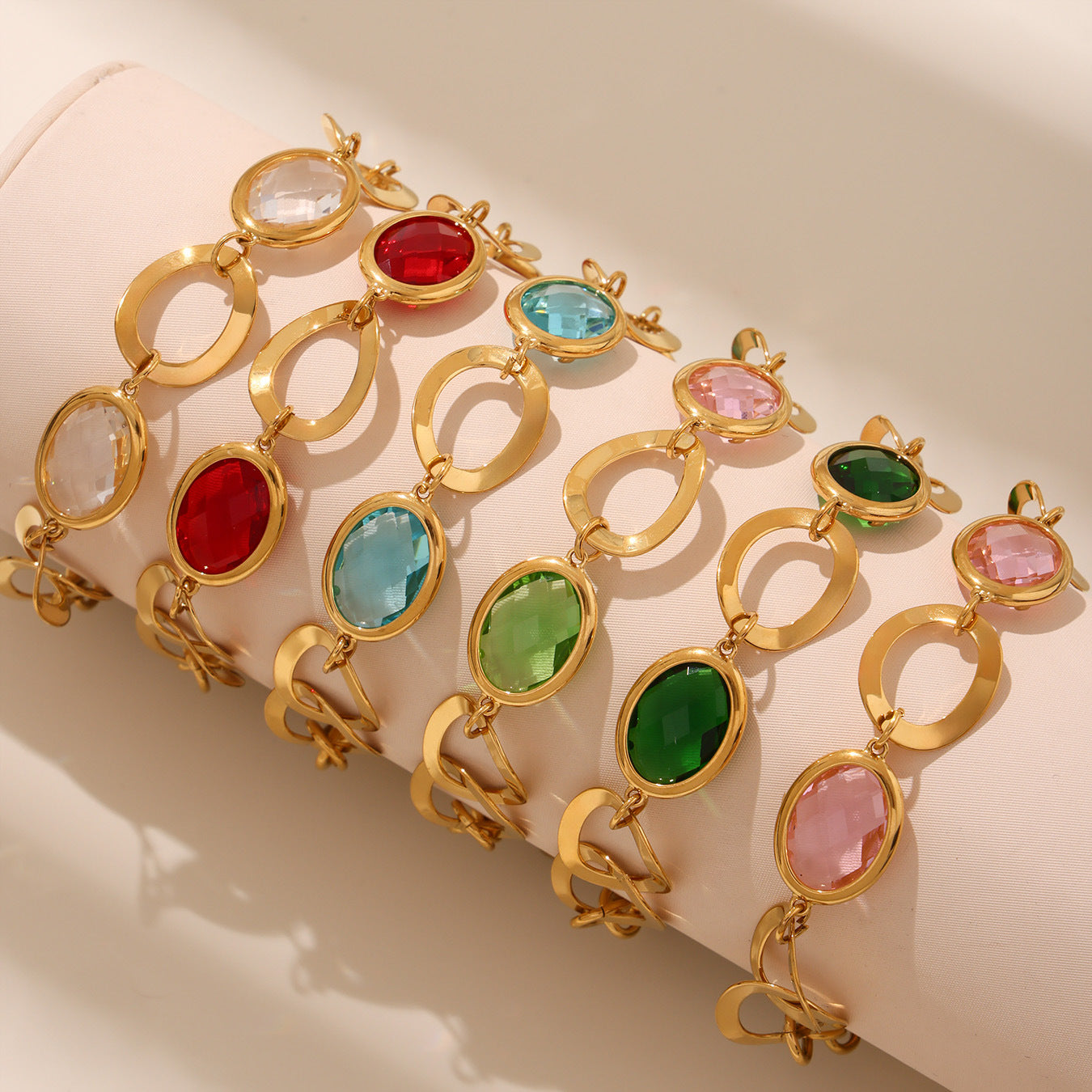 Super Sparkling Glass Stone Link Together Bracelet