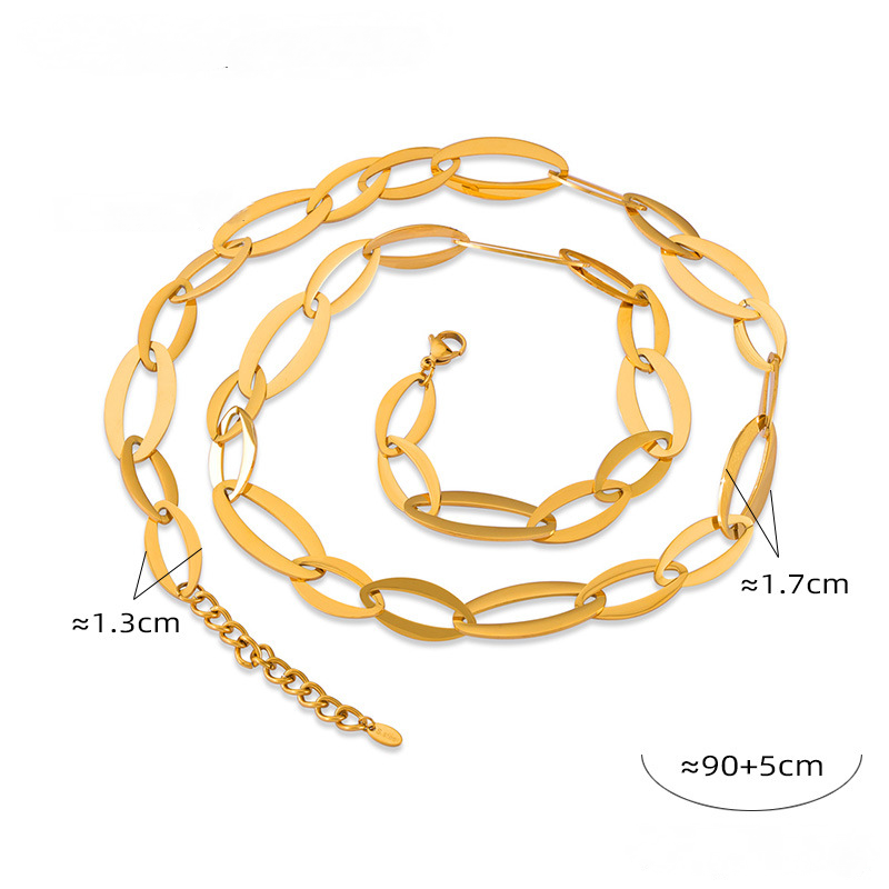 Stainless Steel Link Chain Necklace Czech Diamond Bracelet Jewelry Suit
