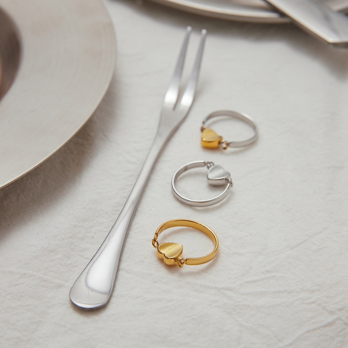 Stainless Steel Polished Heart-shaped Ring