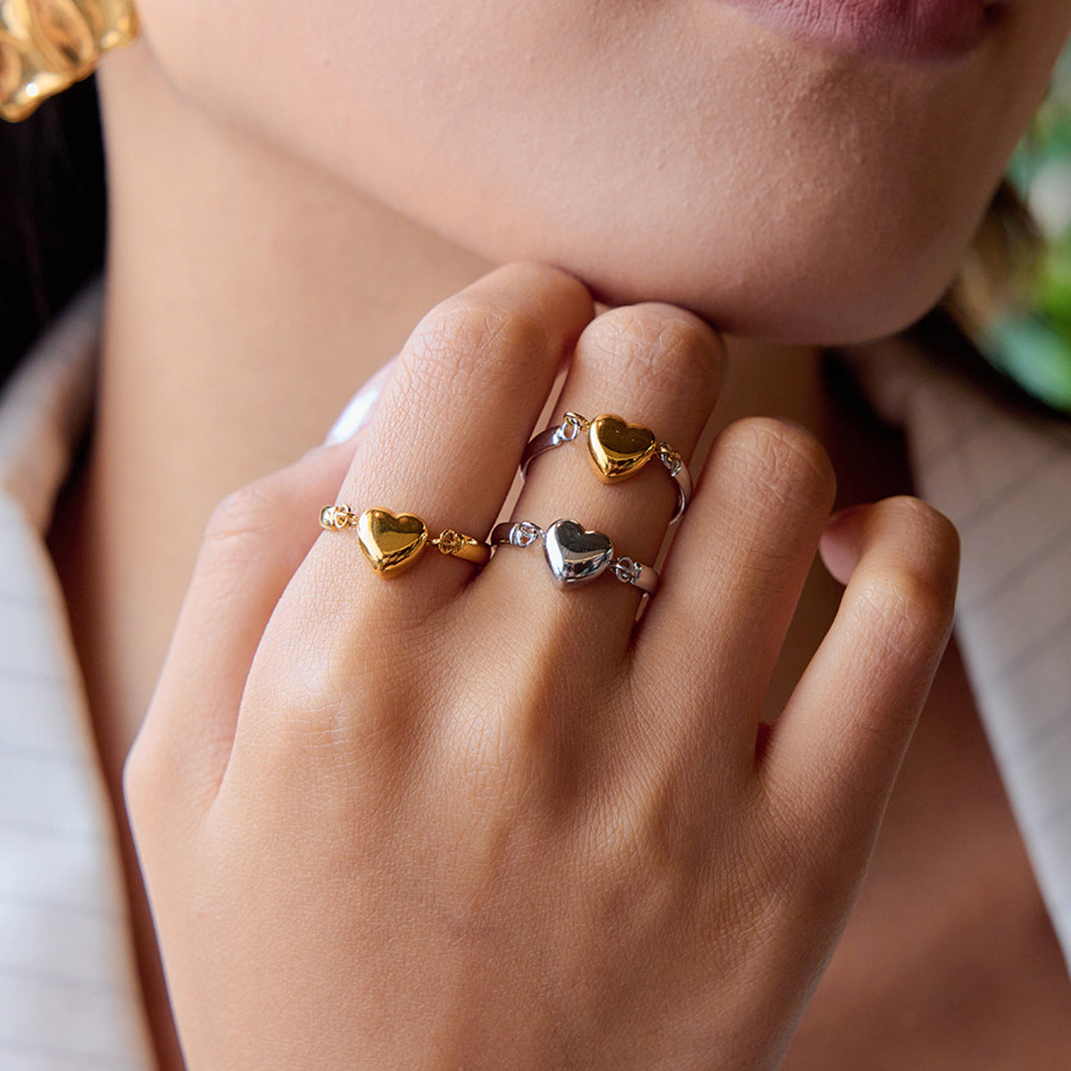 Stainless Steel Polished Heart-shaped Ring