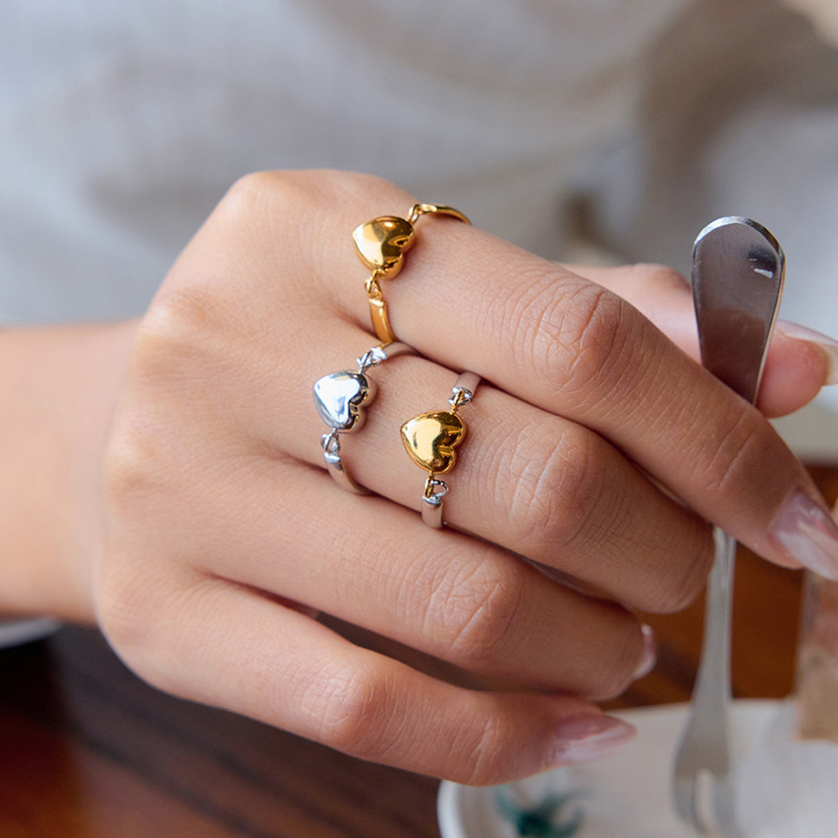 Stainless Steel Polished Heart-shaped Ring