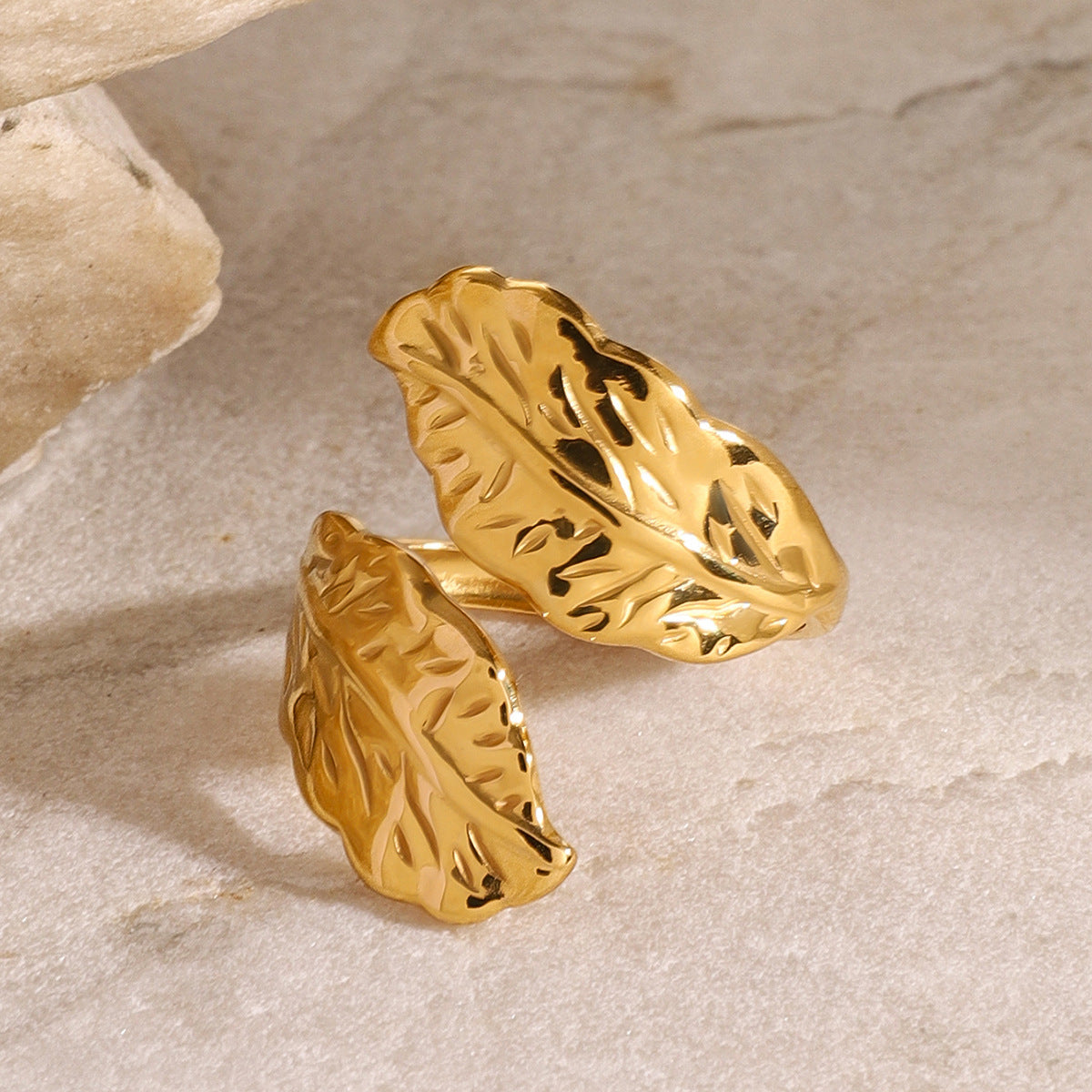 Stainless Steel Personalized Leaf Open Ring
