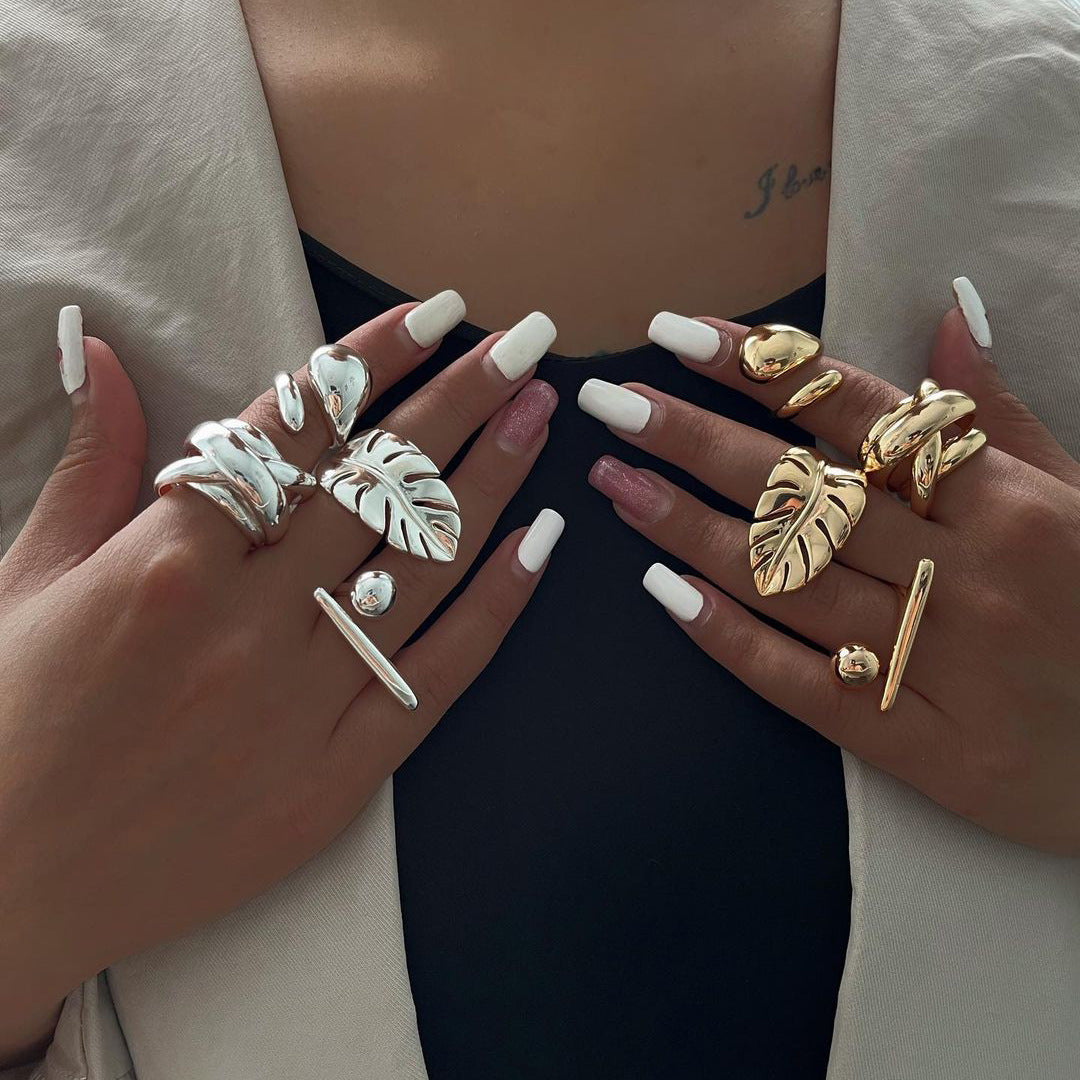 Stainless Steel Personalized Leaf Open Ring