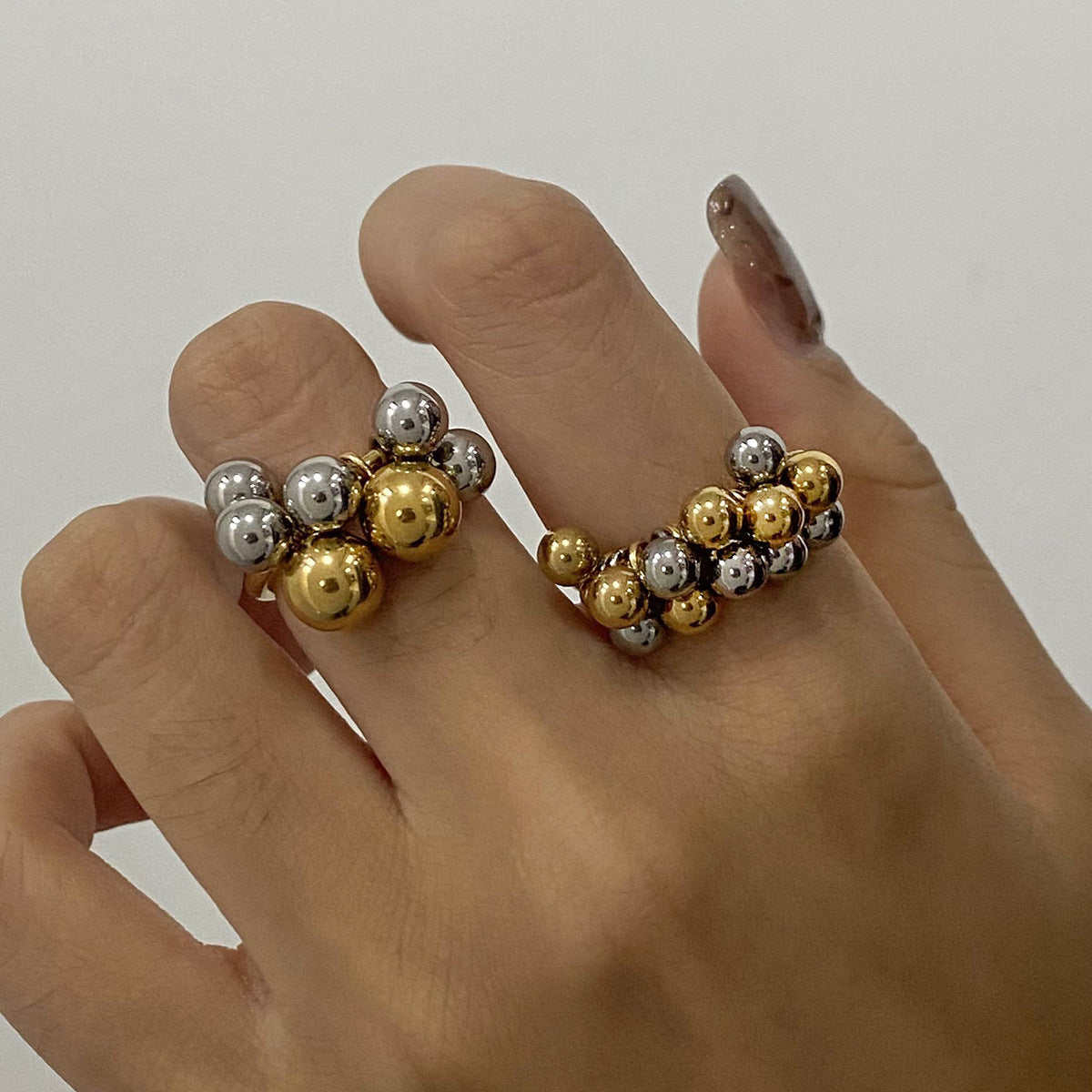 Stainless Steel Light Luxury Multi-ball Ring