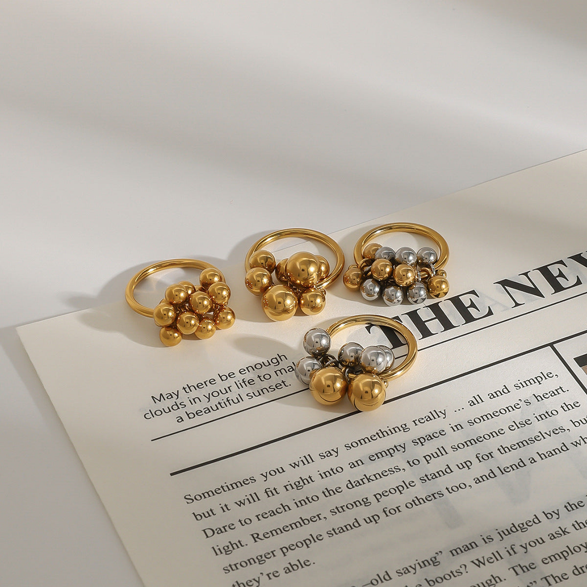 Stainless Steel Light Luxury Multi-ball Ring