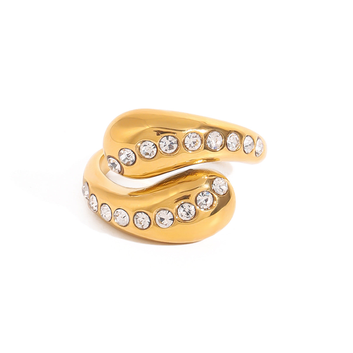 Stainless Steel Water Drop Cubic Zirconia Ring