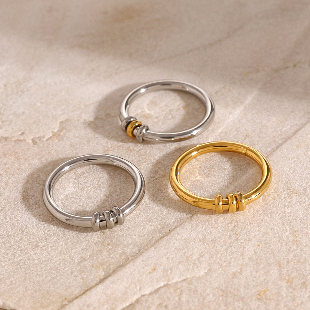 Stainless Steel 18K Gold PVD Plain Ring