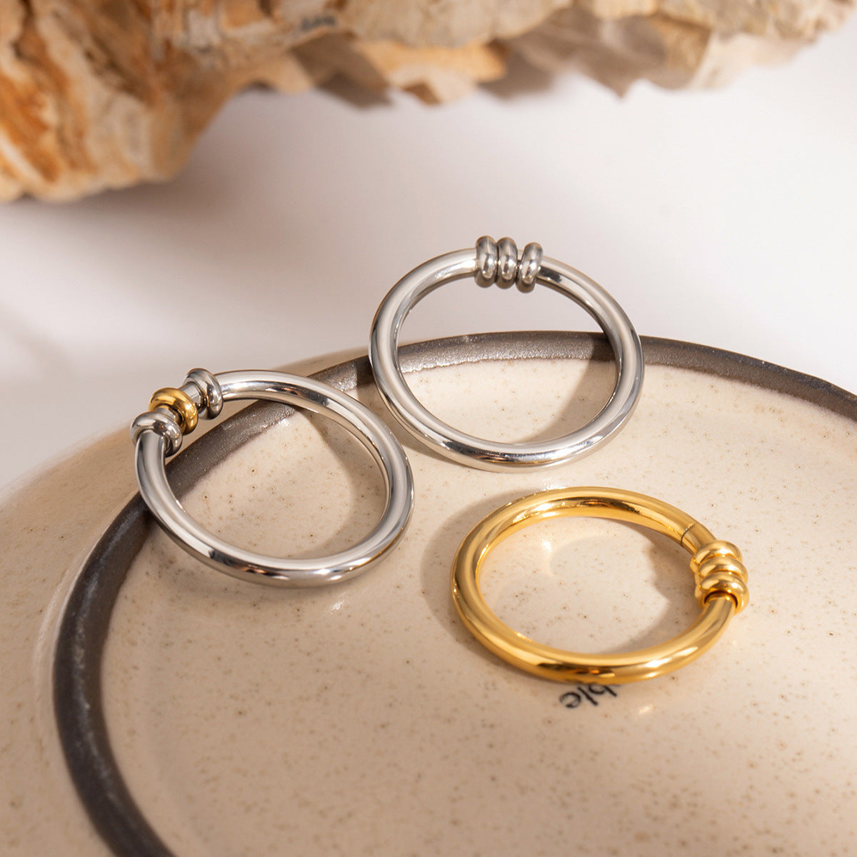 Stainless Steel 18K Gold PVD Plain Ring