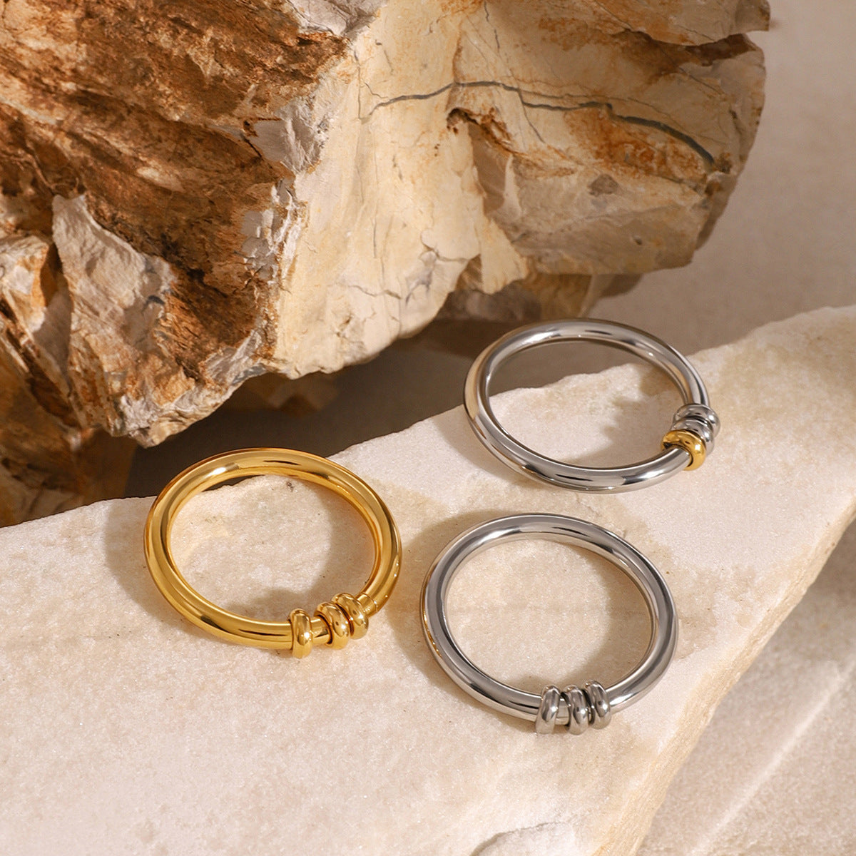 Stainless Steel 18K Gold PVD Plain Ring