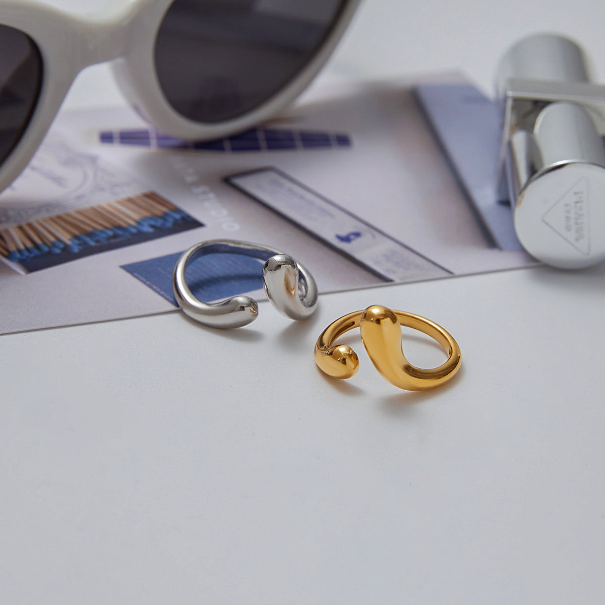 Stainless Steel Water Drop Open Ring