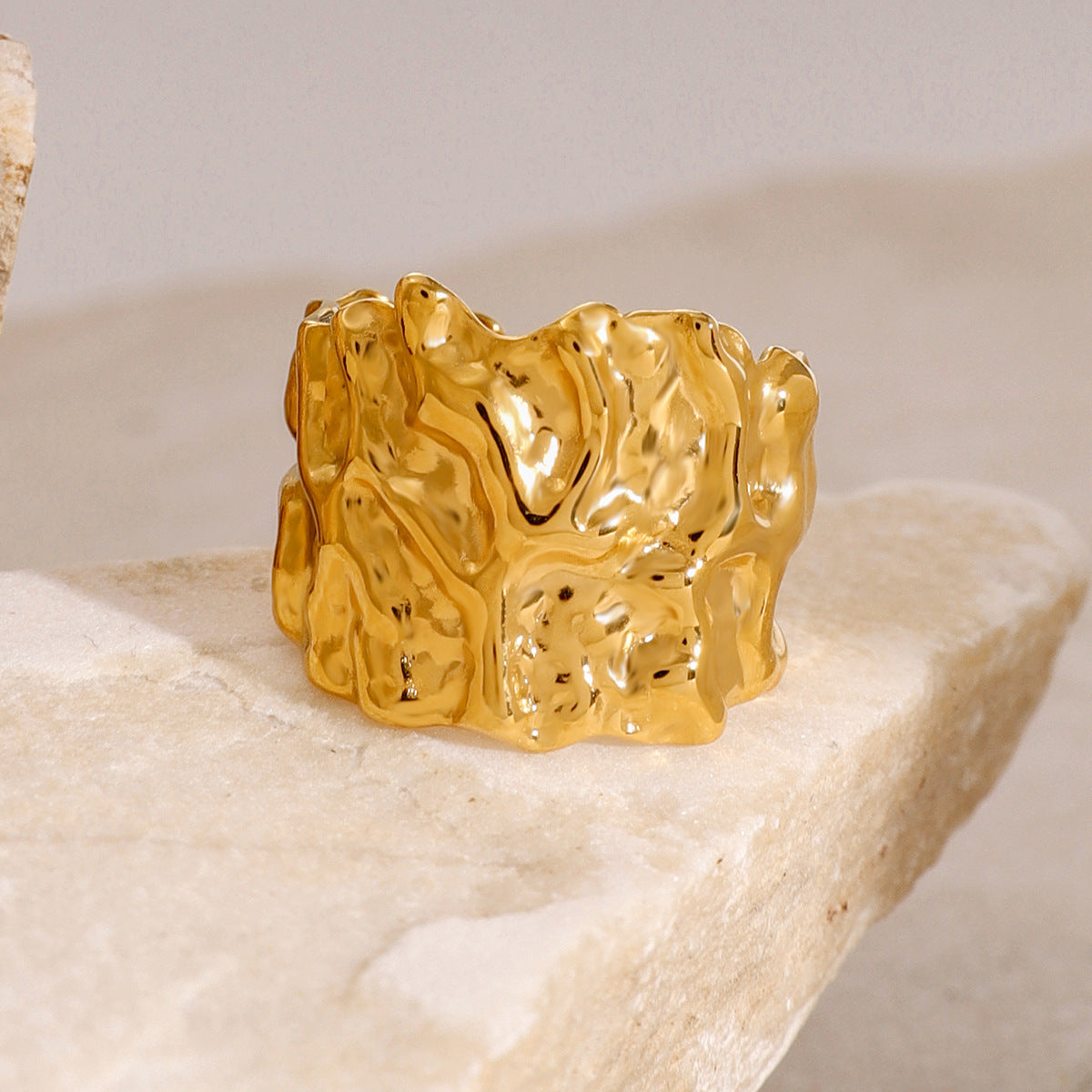 Stainless Steel Exaggerated Texture Open Ring