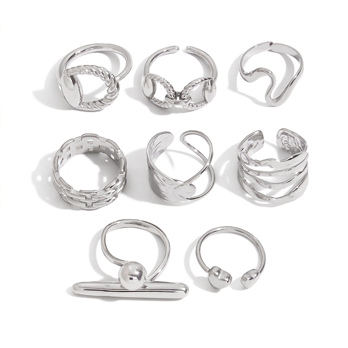 Stainless Steel Geometric Ring Combination