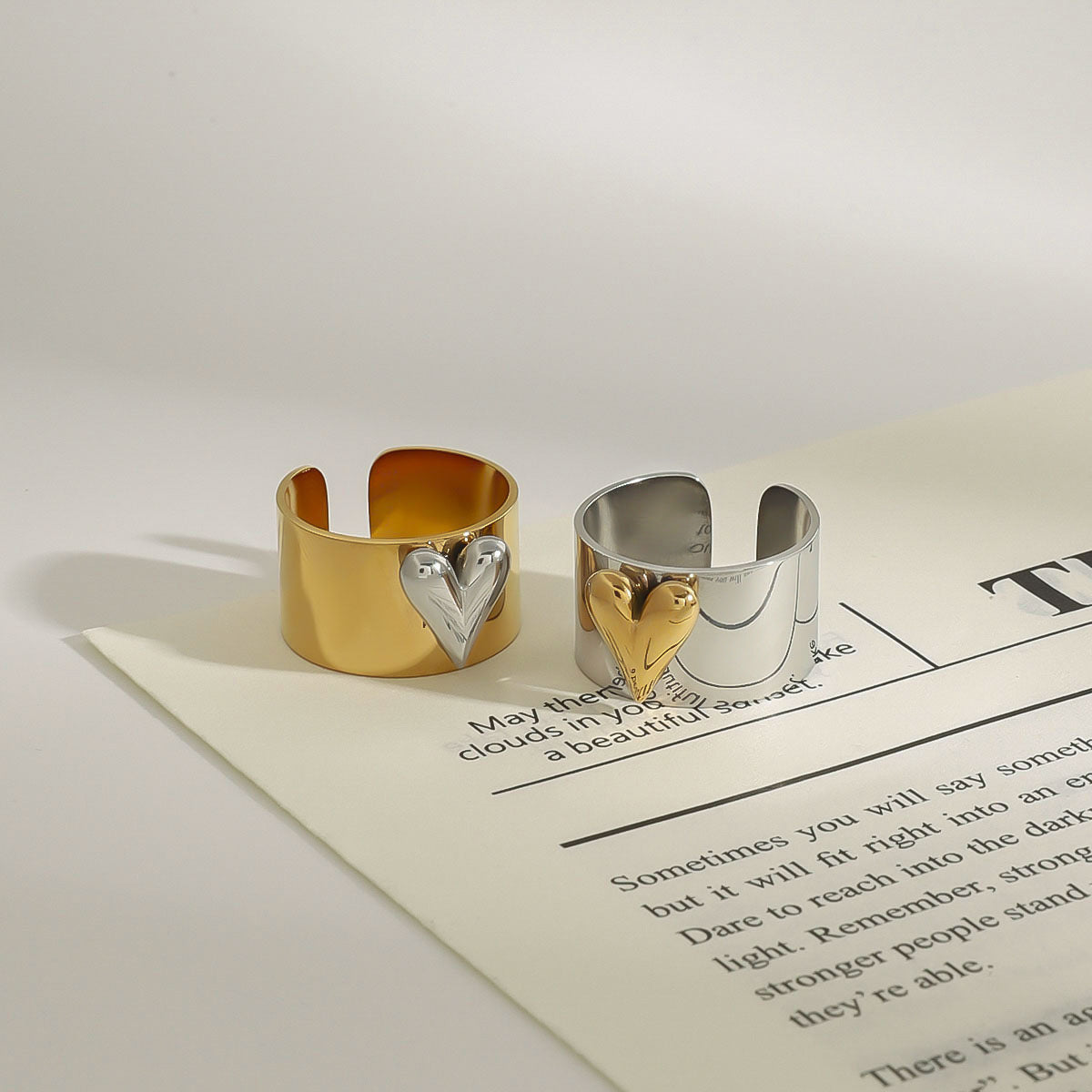 Stainless Steel Heart Band Ring