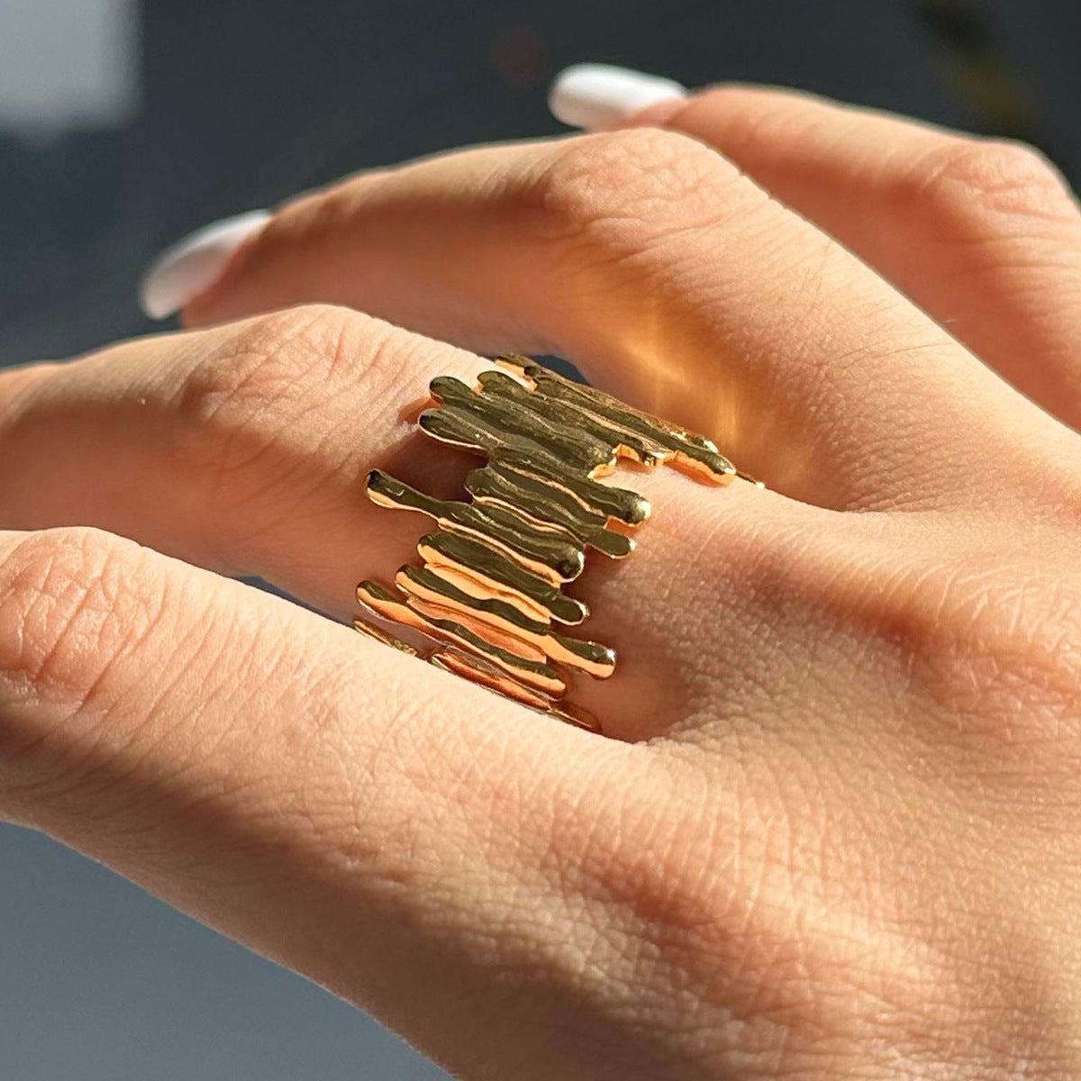 Stainless Steel Geometric Irregularly Shaped Open Ring