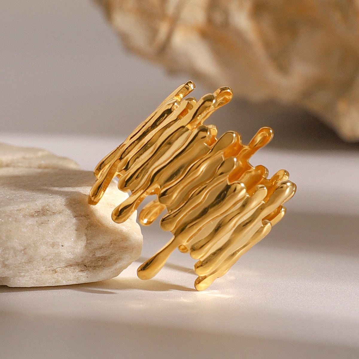 Stainless Steel Geometric Irregularly Shaped Open Ring