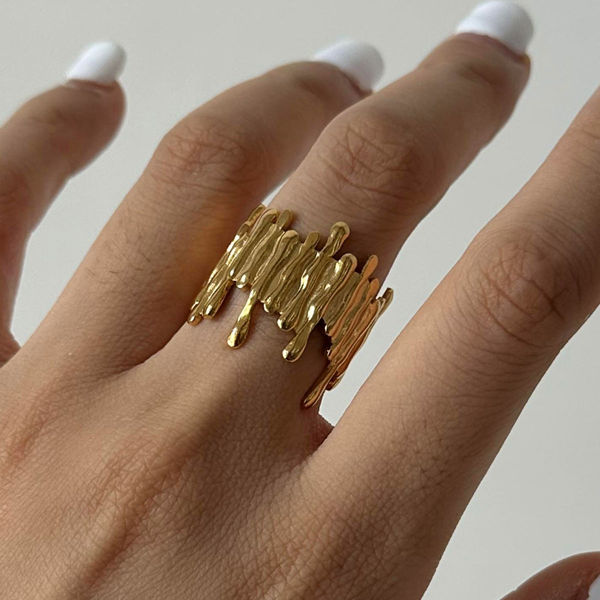 Stainless Steel Geometric Irregularly Shaped Open Ring