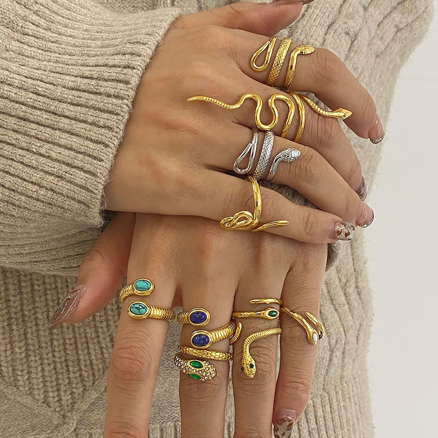 Stainless Steel Snake-shaped Open Ring