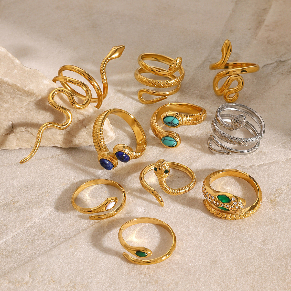 Stainless Steel Snake-shaped Open Ring